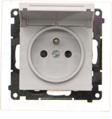 SIMON55 2P+Z 16A do wersji IP44 jasnoszary mat Gniazdo wtyczkowe klapka w kolorze pokrywy z uszczelką