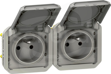 NOWE PLEXO GNIAZDO 2X2P+Z 16A 250V szary Gniazdo poziome mechanizm