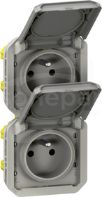 NOWE PLEXO GNIAZDO 2X2P+Z 16A 250V szary Gniazdo pionowe mechanizm
