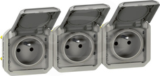 NOWE PLEXO GNIAZDO 3X2P+Z 16A 250V szary Gniazdo poziome