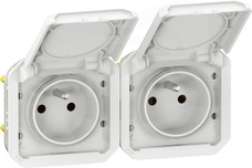 NOWE PLEXO 2x2P+Z IP55 biały Mechanizm podwójny gniazda poziomy