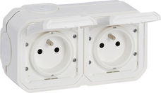 NOWE PLEXO 2X2P+Z 16A 250V białe Gniazdo poziome komplet