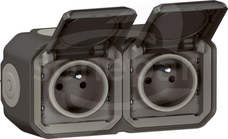 NOWE PLEXO 2X2P+Z 16A 250V antracyt Gniazdo natynkowe