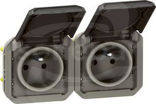 NOWE PLEXO GNIAZDO 2X2P+Z 16A 250V antracyt Gniazdo poziome
