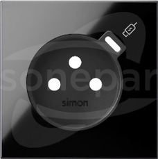 Simon 100 1xUSB C czarny Pokrywa do gniazda