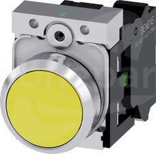 SIRIUS ACT 22mm 1NO z samop.żółty Przycisk płaski metal