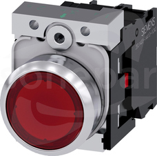 SIRIUS ACT 22mm 1NC z samop.czerwony Przycisk płaski podśw+bl.LED metal