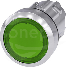 SIRIUS ACT 22mm z samop.zielony Przycisk płaski podśw.metal
