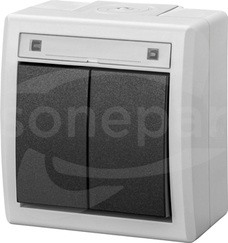 AQUANT 2K łącznik natynkowy świecznikowy IP55 SZAR Łącznik świecznikowy natynkowy