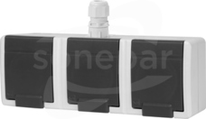 AQUANT 2K 3X2P+Z IP65 SZARY Gniazdo natynkowe