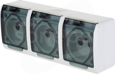 HERMES GNT-3x2P+Z biały/dymny IP44 Gniazdo natynkowe z klapką