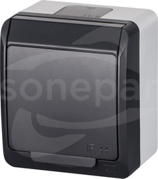 HERMES GNT 2P+Z szary/antracytowy IP44 Gniazdo natynkowe z klapką