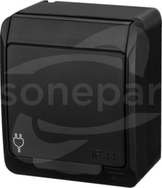 HERMES GNT 2P+Z SCHUKO czarny Gniazdo natynkowe z klapką