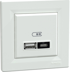 ASFORA USB A+C 21W PD biały Gniazdo ładowania USB