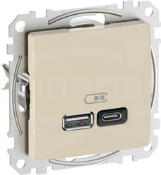 SDD112404 USB A+C 45W PD beżowe Gniazdo