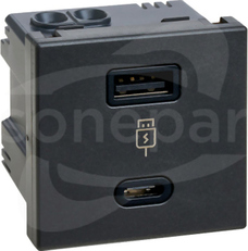 CONNECT 18W USB 2.0 - A + C 5VDC 3,1A czarne Ładowarka USB podwójna