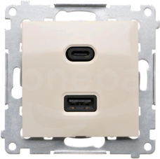 SIMON 54 2xUSB typ C+A 30W kremowy Ładowarka USB