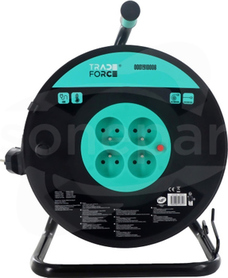 4xGS 40m H05VV-F 3G1,5 IP20 Przedłużacz bębnowy TRADEFORCE