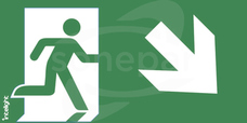 WYJŚCIE W PRAWO W DÓŁ - E7 (300X150mm) Piktogram