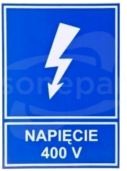 TZI 52x74S NAP.400V Tabliczka folia samoprzylepna