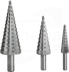 4-12mm,4-20mm,4-30mm (3szt) Zestaw wierteł stopniowych TRADEFORCE