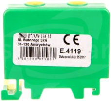 1x2,5-50mm2 żółto-zielona AL/CU Listwa zaciskowa w korpusie