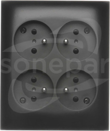 AQUACLICK 16A 250V IP20 czarny Gniazdo natynkowe poczwórne