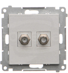 SIMON55 aluminium mat Gniazdo antenowe typu F podwójne