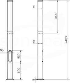 KARIN 2400 32W 4000K Słupek LED anod.inox