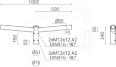 WR-4/2/0,5/5 ZP Wysięgnik 2R anod.inox
