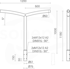 WR-5A/2/0,6/5 Wysięgnik 2R anod.inox