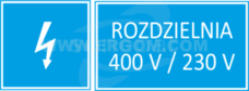 TZI 74x210S R400/230V Tabliczka folia samoprzylepna