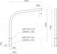 WR-8A/1/1,0/5 Wysięgnik 1R anod.inox