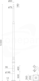 SAL DP-507G Słup ALU 5,0m anod.natur.