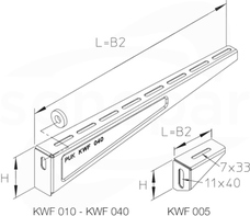 KWF 010ZM Wspornik poziomy ścienny, lekki