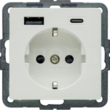 USB 20W PD biały aksamit Gniazdo schuko z ładowarką USB