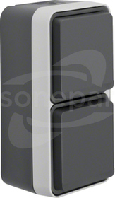 W.1 SCHUKO 2x2P+Z IP55 szary Gniazdo podwójne pionowe kompletne
