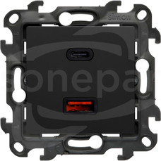 SIMON24 IP20 30W czarny mat Ładowarka USB C+A