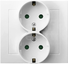 KIER 2x2P+Z SCHUKO IP20 biały Gniazdo podwójne z przesłonami styków