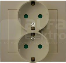 KIER 2x2P+Z SCHUKO IP20 beżowy Gniazdo podwójne z przesłonami styków