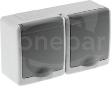 BETA 2x2P+Z szary IP44 Gniazdo