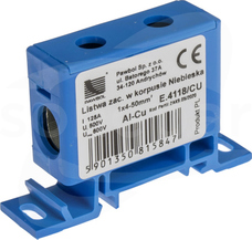 1x2,5-50mm2 niebieska AL/CU Listwa zaciskowa w korpusie