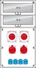 R‑BOX 740 34S:2x63/5 2x32/5 4x250V IP44 Rozdzielnica z tworzywa