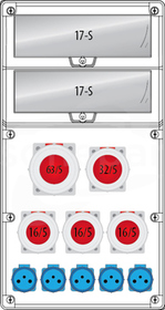R-BOX  1x63A/5P 1x32A/5P 3x16A/5P 5x250V IP65 Rozdzielnica z tworzywa