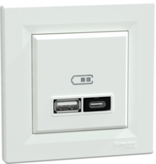 ASFORA USB A+C 21W PD biały Gniazdo ładowania USB