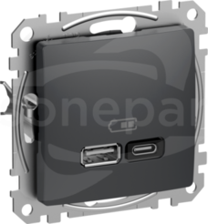 SEDNA DESIGN USB A+C 45W czarny Gniazdo ładowania