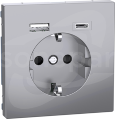 SCHUKO z USB A+C 3A stalowy Gniazdo SCHUKO