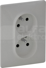 VALENA LIFE 2x2P+Z aluminium Gniazdo z przesłoną zacisk automat.