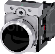SIRIUS ACT 22mm 1NC z samop.czarny Przycisk płaski metal