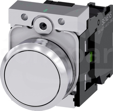 SIRIUS ACT 22mm 1NO z samop.biały Przycisk płaski metal